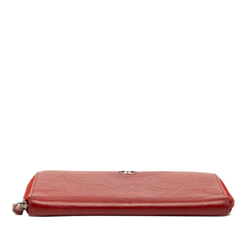 CHANEL Red Leather Logo Wallet - Picture 3 of 8